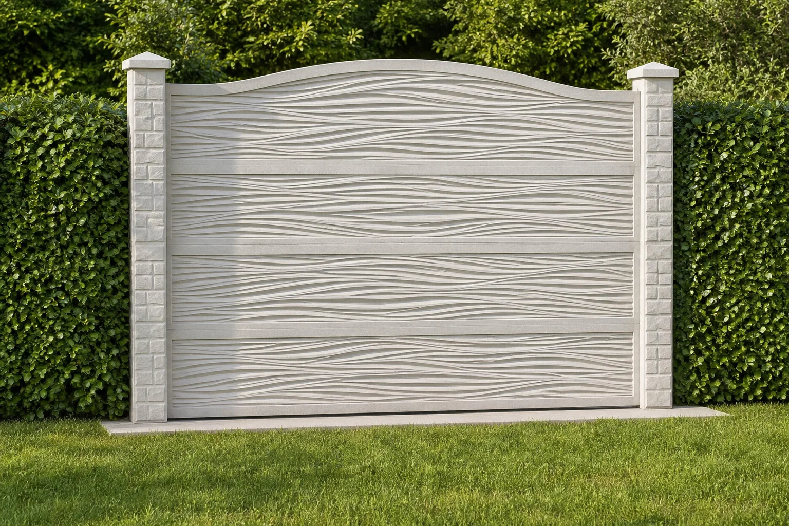 Model profesional de gard din beton cu relief repetitiv în formă de valuri